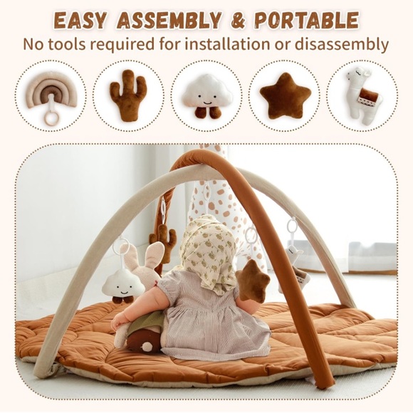 Avrsol Baby Activity Play Gym with Washable Leaf Shaped Mat and 6 Hanging Toys - Picture 2 of 8
